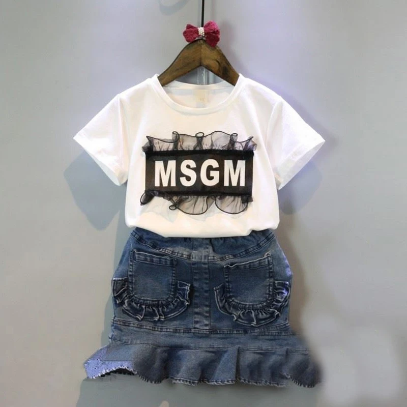 Детская одежда в Корейском стиле кружевная футболка с короткими рукавами и