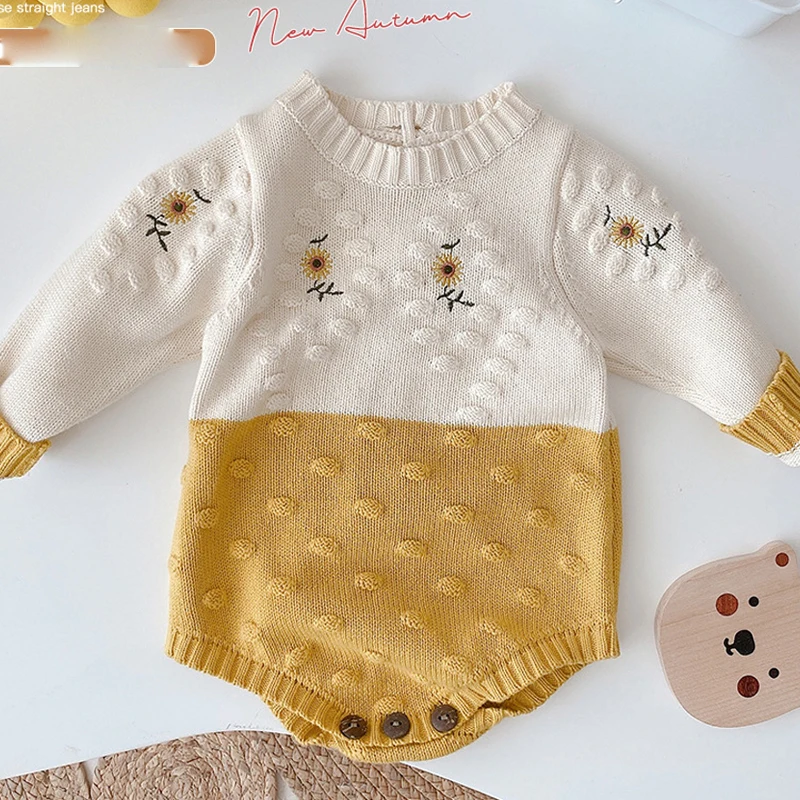 

Newborns Romper Sweater Baptism Birthday Christmas Autumn Spring Baby Fashion Korean Knit Clothes Bodysuit Jumpsuit for New Born