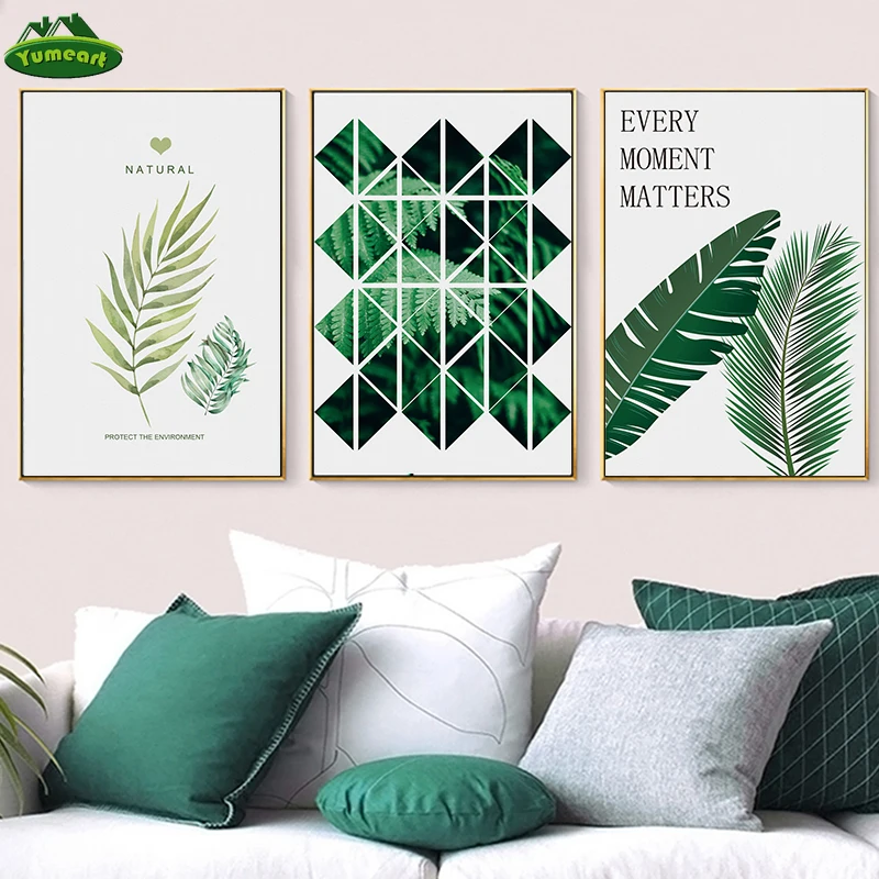 Тропический пальмовый лист холст живопись свежий монстера минималистичный