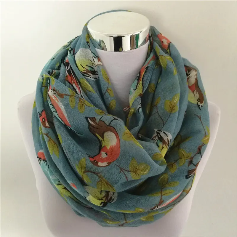 10 шт./лот новый шарф с принтом птиц 100% вискоза шарфы для женщин весна осень