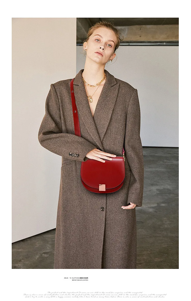 

2021 New Fashion PU Leather Handbags Horseshoe Buckle Retro Wide Shoulder Strap Saddle Bag Single Diagonal