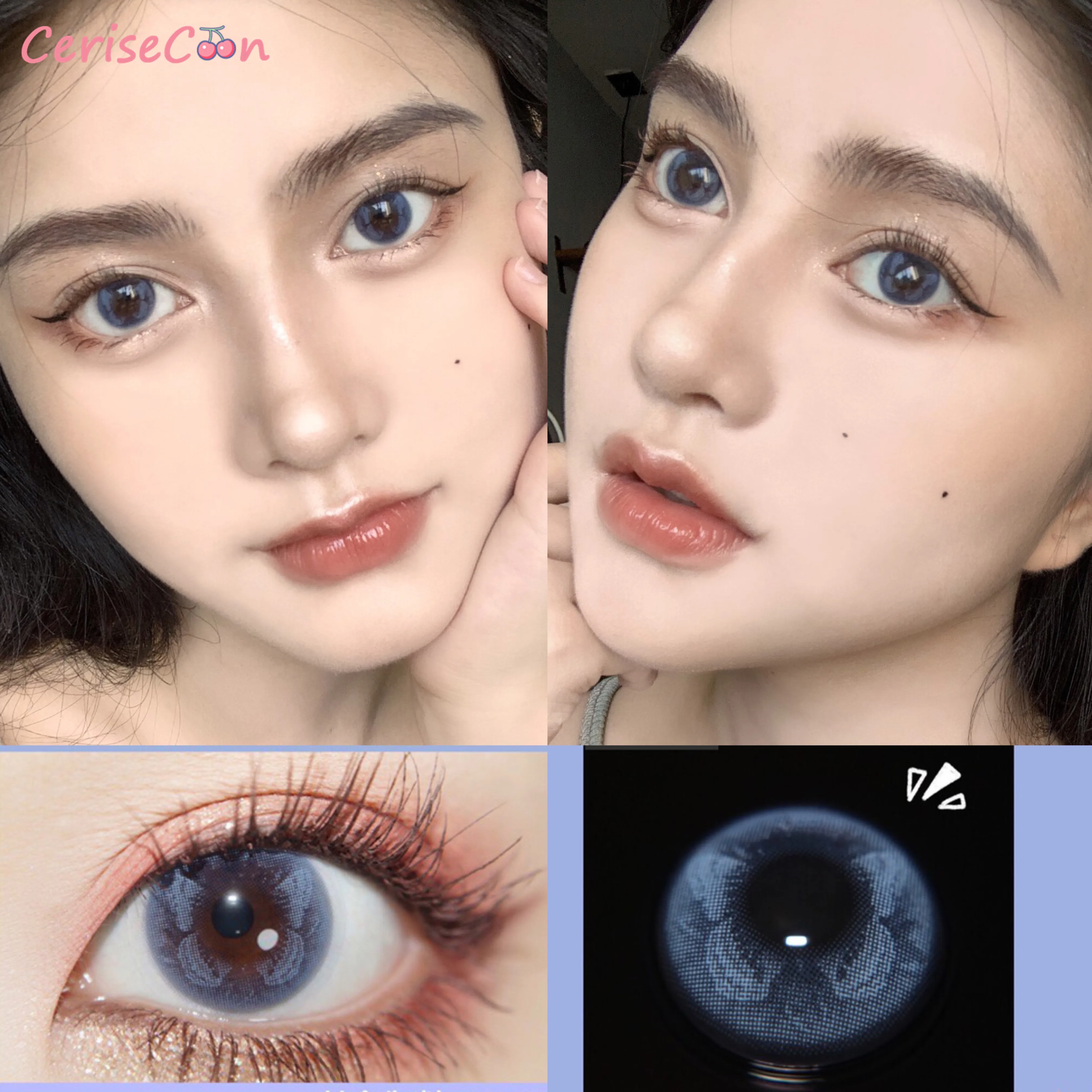 

Cerisecon butterfly blue Colored Contact Lenses Cosmetic small beauty pupil Natural lens for Eyes Myopia prescription degrees