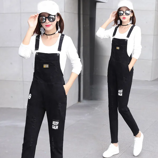 Женский джинсовый комбинезон без рукавов белый рваный в Корейском стиле