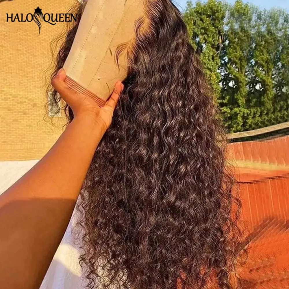 

30 32 inch Deep Wave 13x4 Frontal Human Hair Wigs Pre Plucked Brazilian 4x4 Lace Closure Loose Water Curly Wig For Black Women