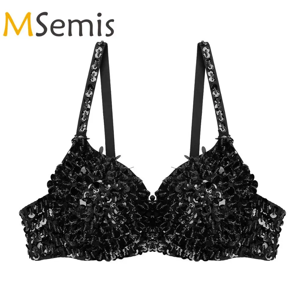 MSemis для женщин бюстгальтер нижнее бельё девочек модные блестящие пайетки бисер