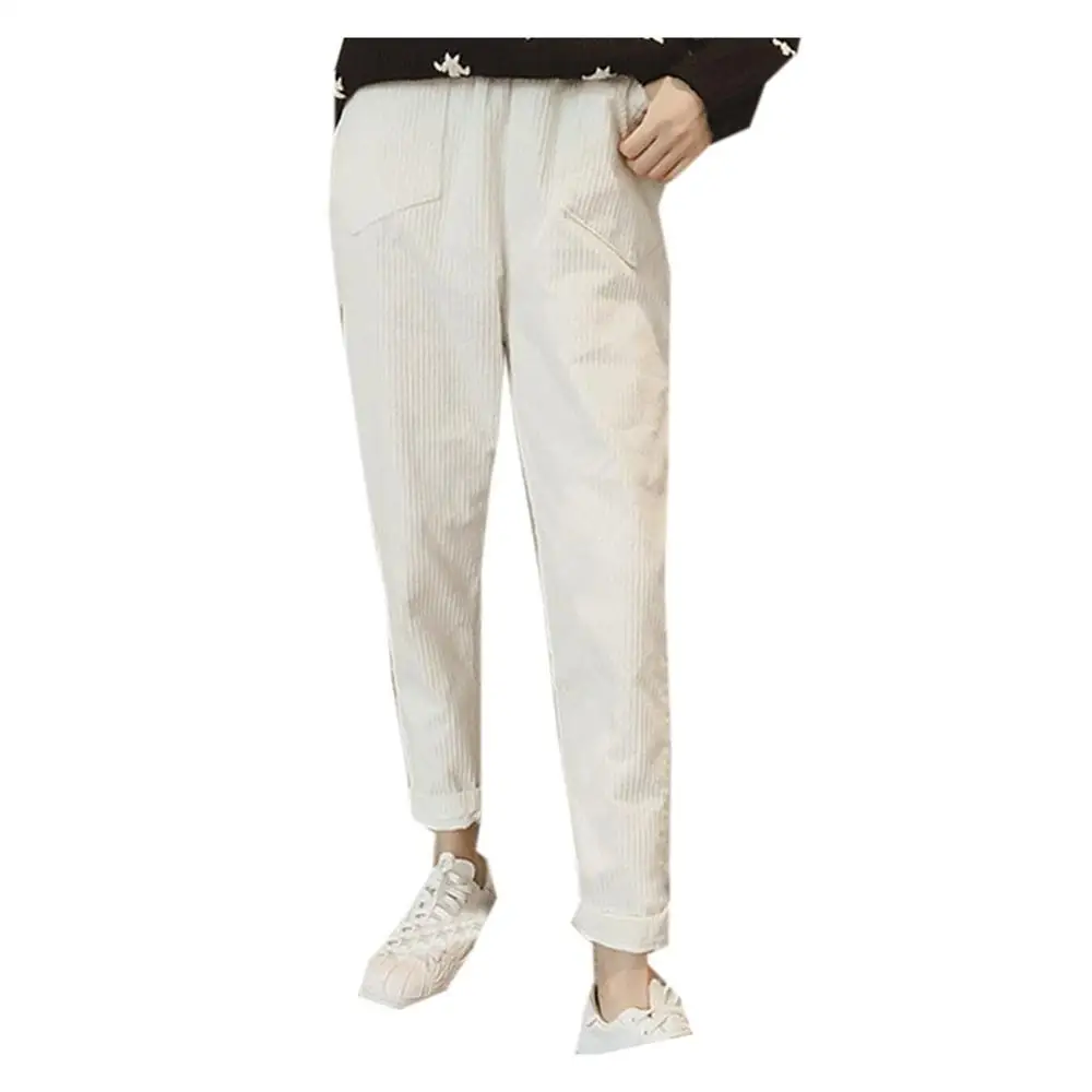 Брюки карандаш с завышенной талией 2020 вельветовые Модные повседневные свободные