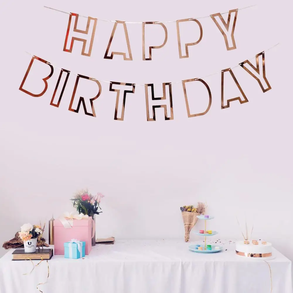 Яркие Золотые розовые золотые серебряные перфорированные баннеры с надписью на