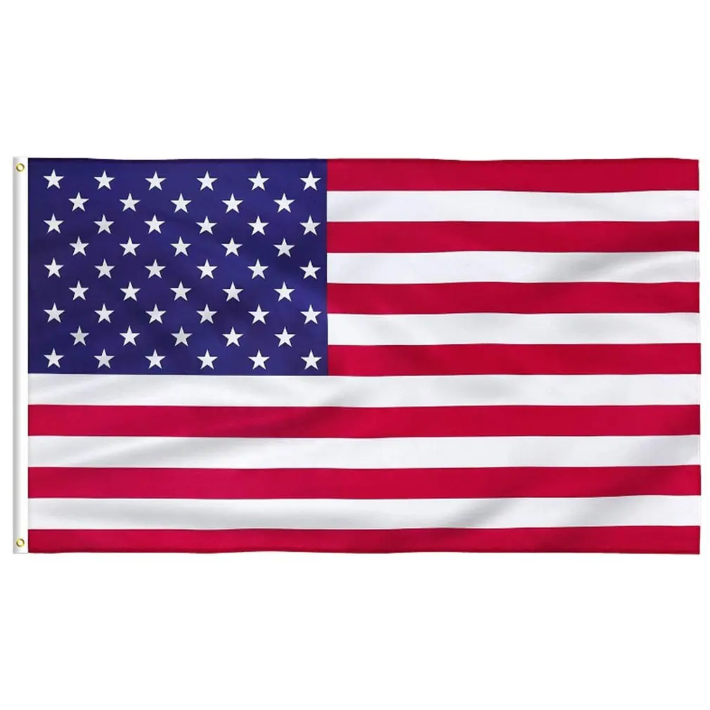 

American US Flag Vivid Color And UV Fade Resistant Canvas Header And Double Stitched USA Flags Polyester With Brass Grommets