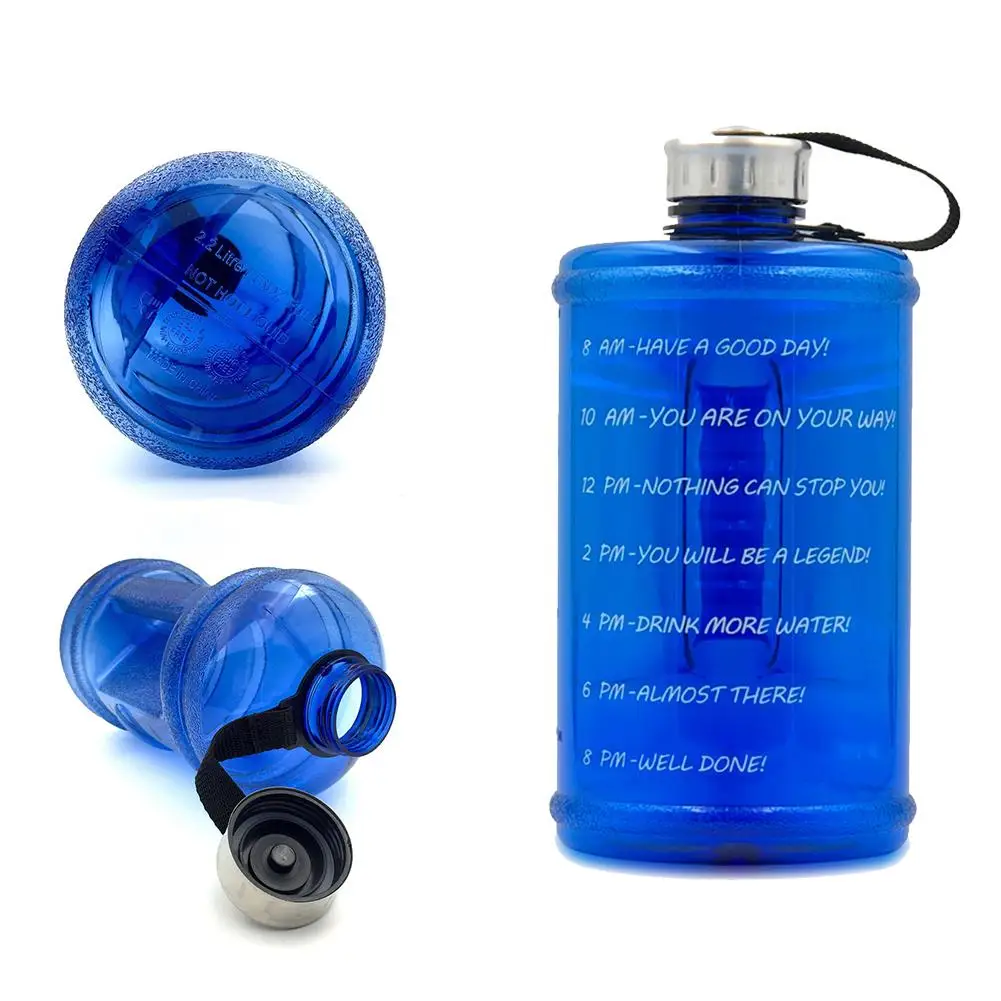2.2L бутылка для воды BPA-Free большая емкость бутылки Мотивационная