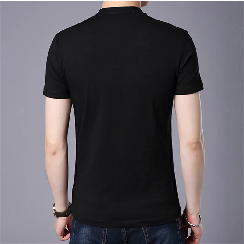 Мужская Однотонная футболка с коротким рукавом повседневная короткая имитацией