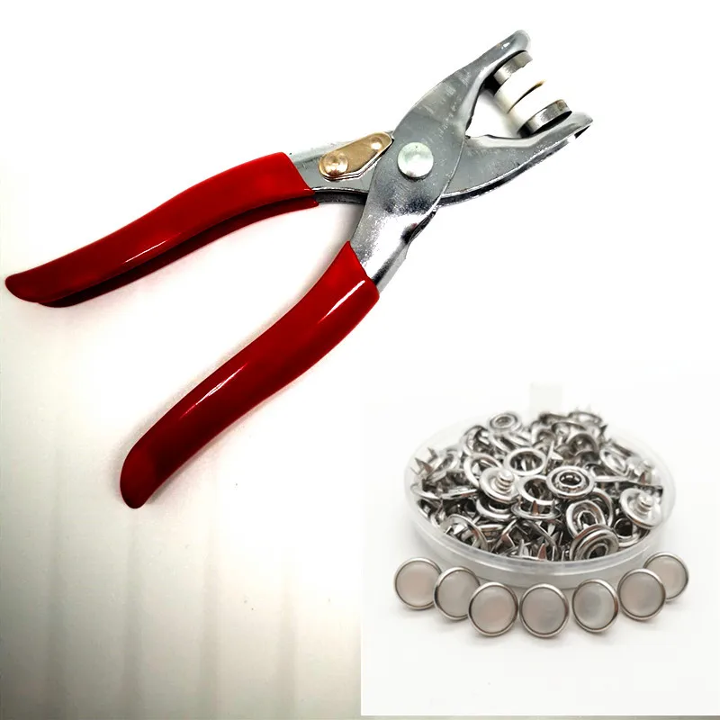 100button with tool REE Новые 100 наборы 10 мм Красочные жемчужные кнопки для кожи, кнопки защелки, крепления комбинированной кнопки - Цвет: 100button with tool