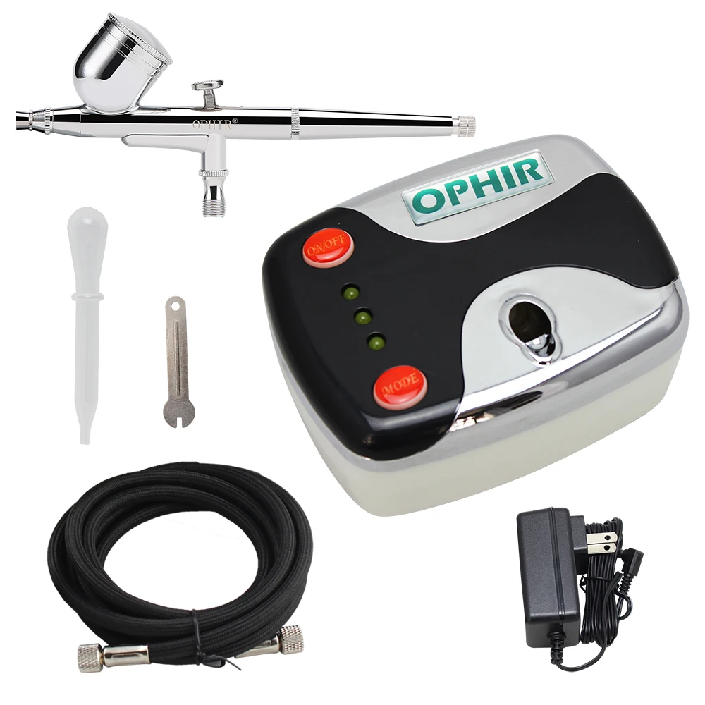 2016 OPHIR 0.3 mm Dual Action Airbrush Kit 12V Mini Airbrush Compressor for Nail Art Makeup Body Paint Airbrush Gun_AC002+AC004A