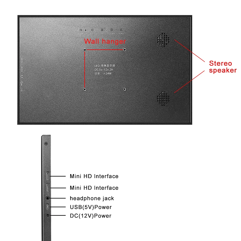 Портативный монитор 13,3 дюймов, 2K HDMI 1080P ЖК-дисплей светодиодный для компьютера PS4 Xbo x360 Raspberry Pi переключатель cctv монитор 16:9 5V питания 60 Гц