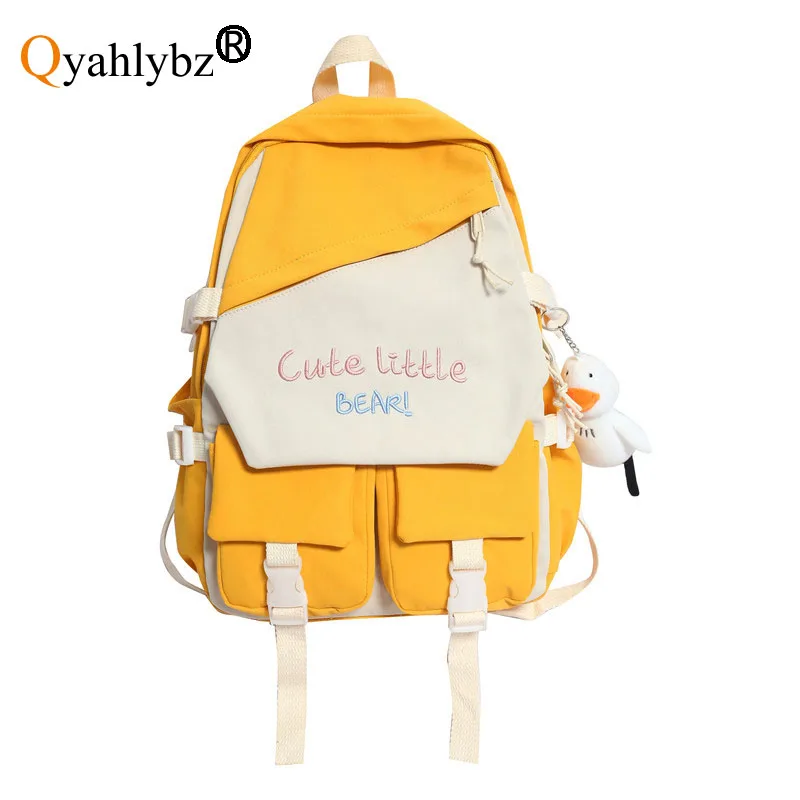Женский рюкзак для подростков qlord lybz, дизайнерские школьные ранцы для учеников Старшей школы, милый дорожный ранец контрастных цветов для д...