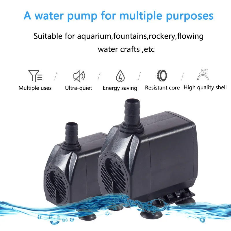 220V Submersible Water Fountain Pump 3/6/10/15/25W Ultra-Quiet Aquarium Water Pump Flowing Water Crafts Fish Tank Fountain