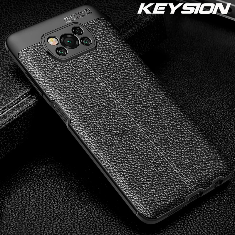 

KEYSION Shockproof Case for Xiaomi POCO X3 NFC luxury Leather Soft Silicone Phone Back Cover for Pocophone X3 NFC F2 Pro X2 F1