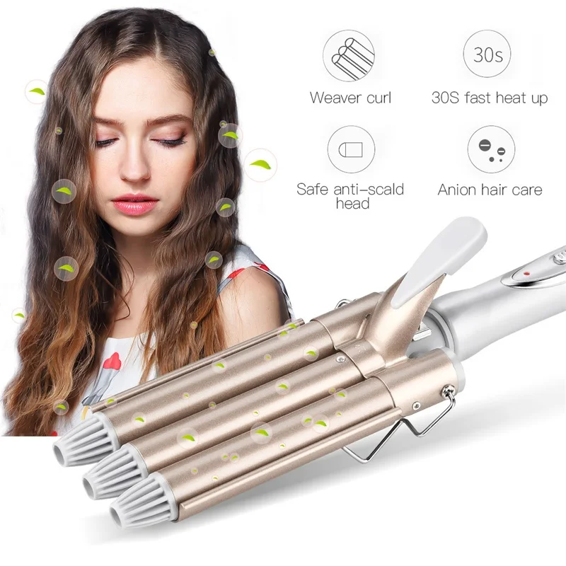 

Hair Curling Iron Professional Triple Barrel Hair Curler Hair Wave Wand Waver Styling Tools Fashion Styler Corrugation Crimper