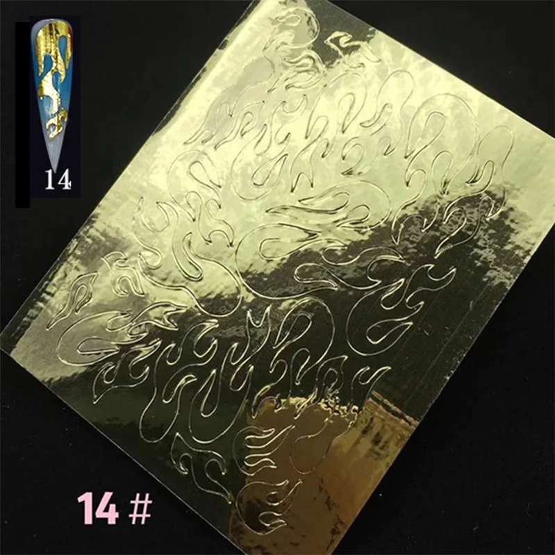 14(8.2cm-6.2cm) Огненная полоса Голографическая лента для ногтей Наклейка s тонкая Лазерная серебряная полоса лист наклейка DIY Наклейка из фольги для ногтей Наклейка украшение - Цвет: 14(8.2cm-6.2cm)