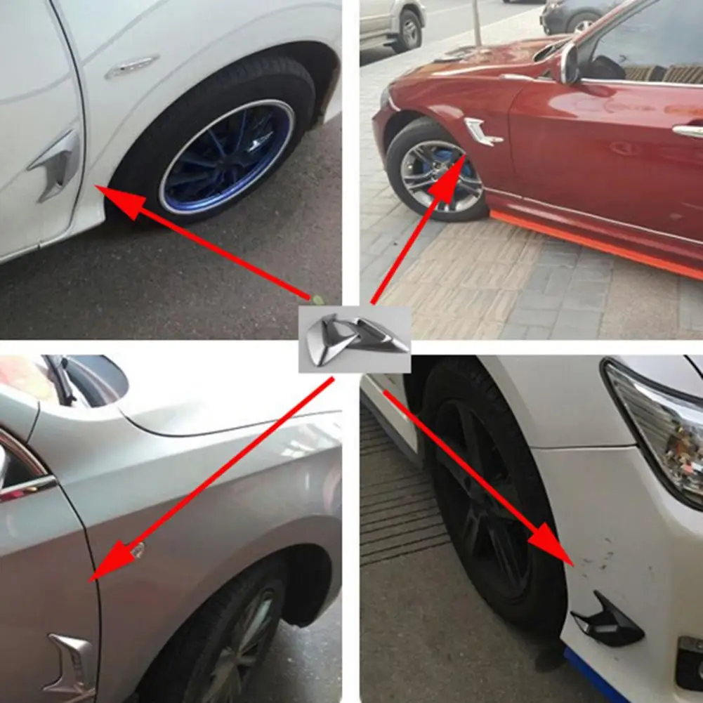 

80%HOT 1 Pair Side Vent Trim Shark Fin Shape High Strength ABS Surface Plating Vent Hood for Vehicle