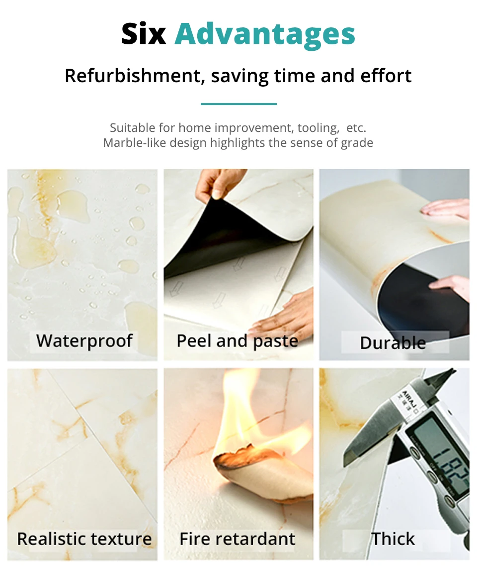 

Waterproof Floor Stickers Self Adhesive Marble Wallpapers Bathroom Wall Sticker Diy Kitchen Renovation Decals Wall Ground Decal