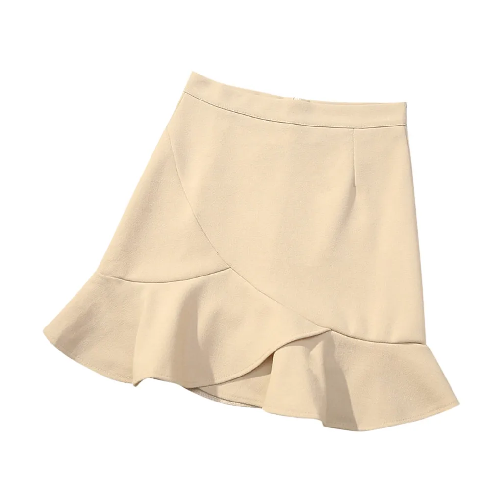 Модные Женские повседневные однотонные Короткие мини-Юбки с высокой талией в