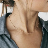 925 sterling silver choker necklace women bead chain gold necklace gold rose gold silver color chain necklace wholesale