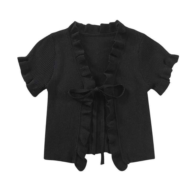 

Suit Women's Summer Small Lace Knitted Cardigan Lace Camisole Irregular Design Skirt