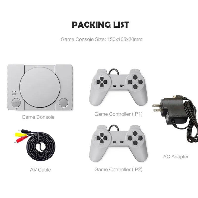 PS1Mini 620 Ретро видеоигры консоль двойные плееры 8 бит Поддержка AV Out семейный ТВ