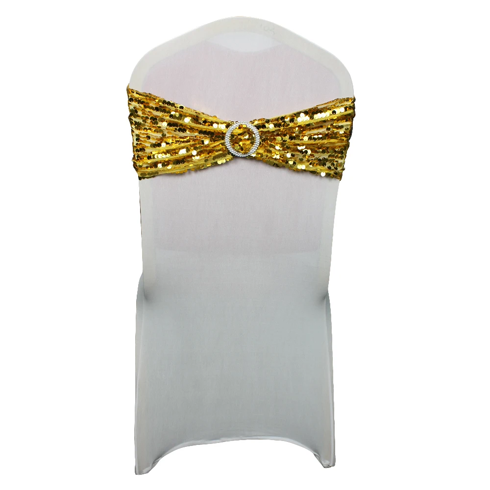 1 шт. свадебные спандекс золотые блестки ленты для стульев с пряжкой эластичные