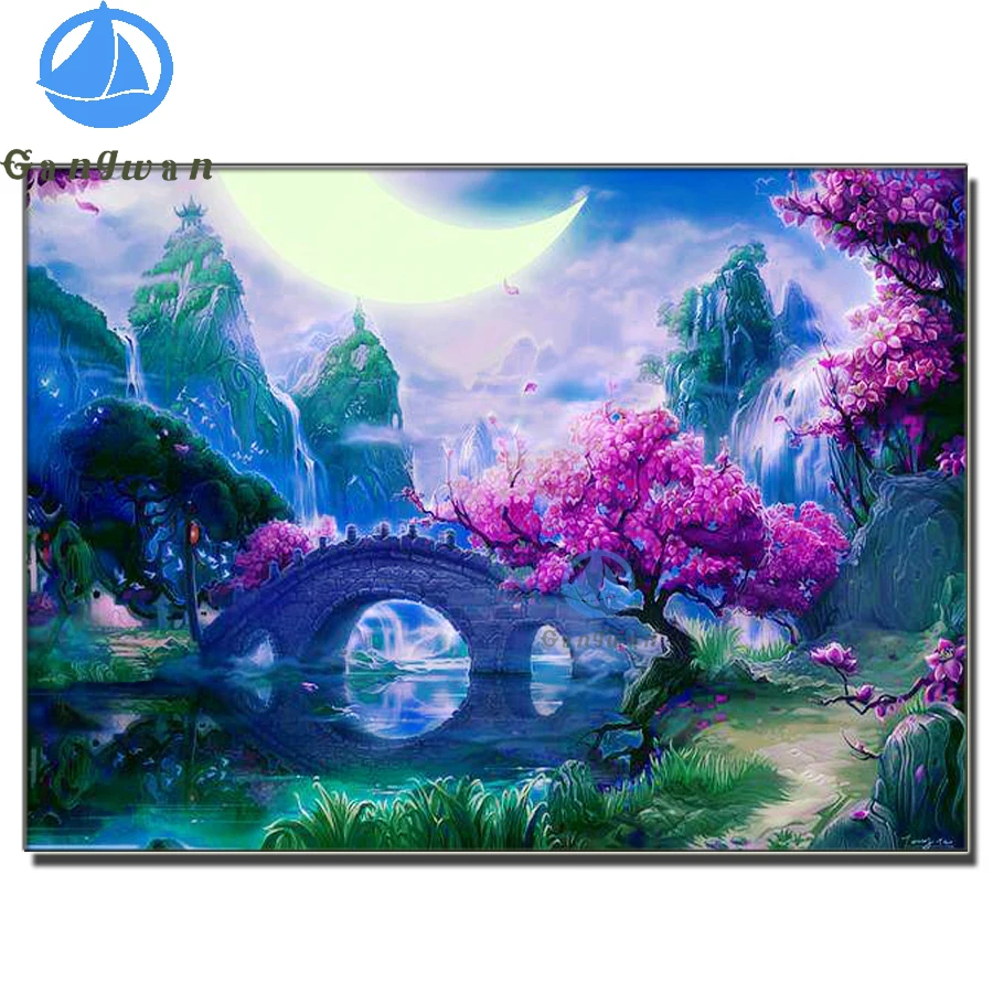 Алмазная живопись 5D сделай сам мост страна чудес полная выкладка квадратная