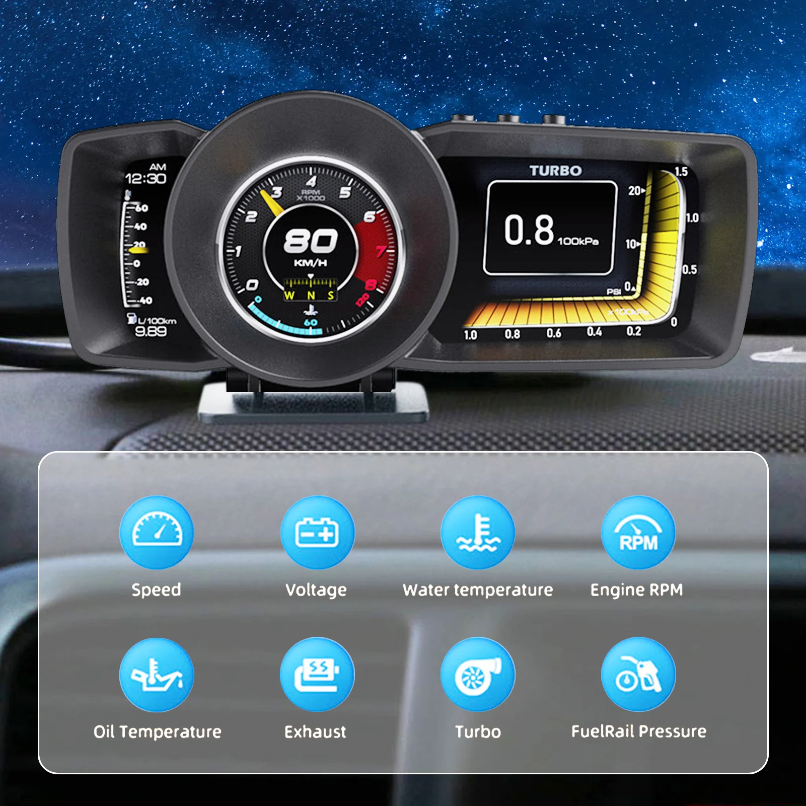 OBD2 HUD GPS Спидометр монитор цифровой ЖК дисплей Автомобильный сканер компьютер для