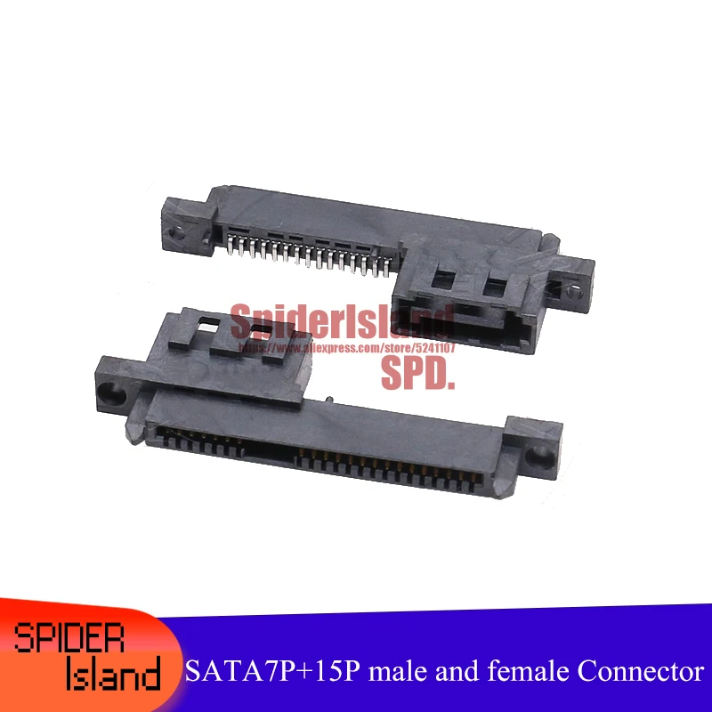 50pcs/100/ 500pcs New Connector 7P+15P Male & Female SMT Screw Hole Positioning SMD for Circuit Board PCB board SATA Connector