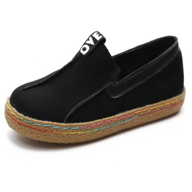 Женская обувь на плоской подошве женская без застежки удобная из флока с круглым