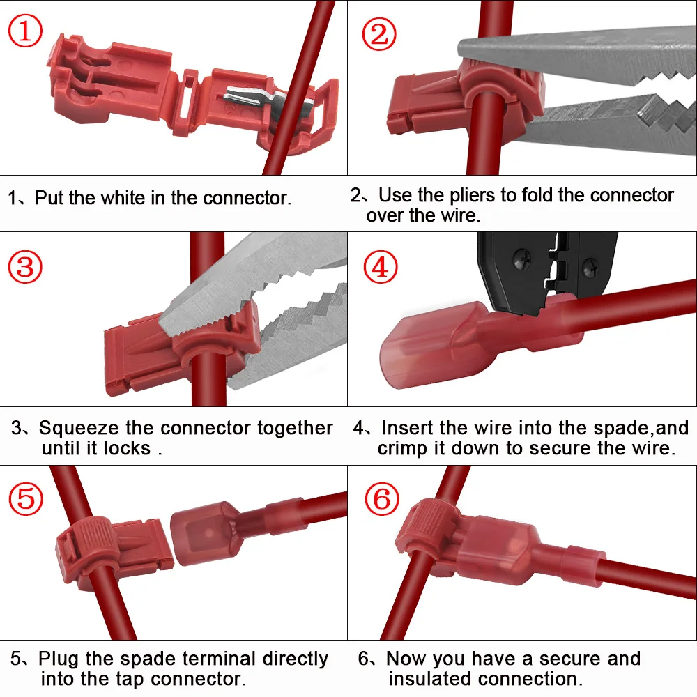 240 шт Т-образные электрические соединители для быстрого соединения проводов и