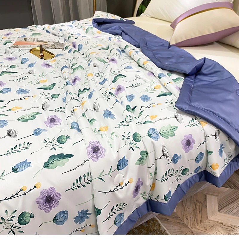 Комфортное летнее стеганое одеяло шелковое атласное хлопковое постельное белье