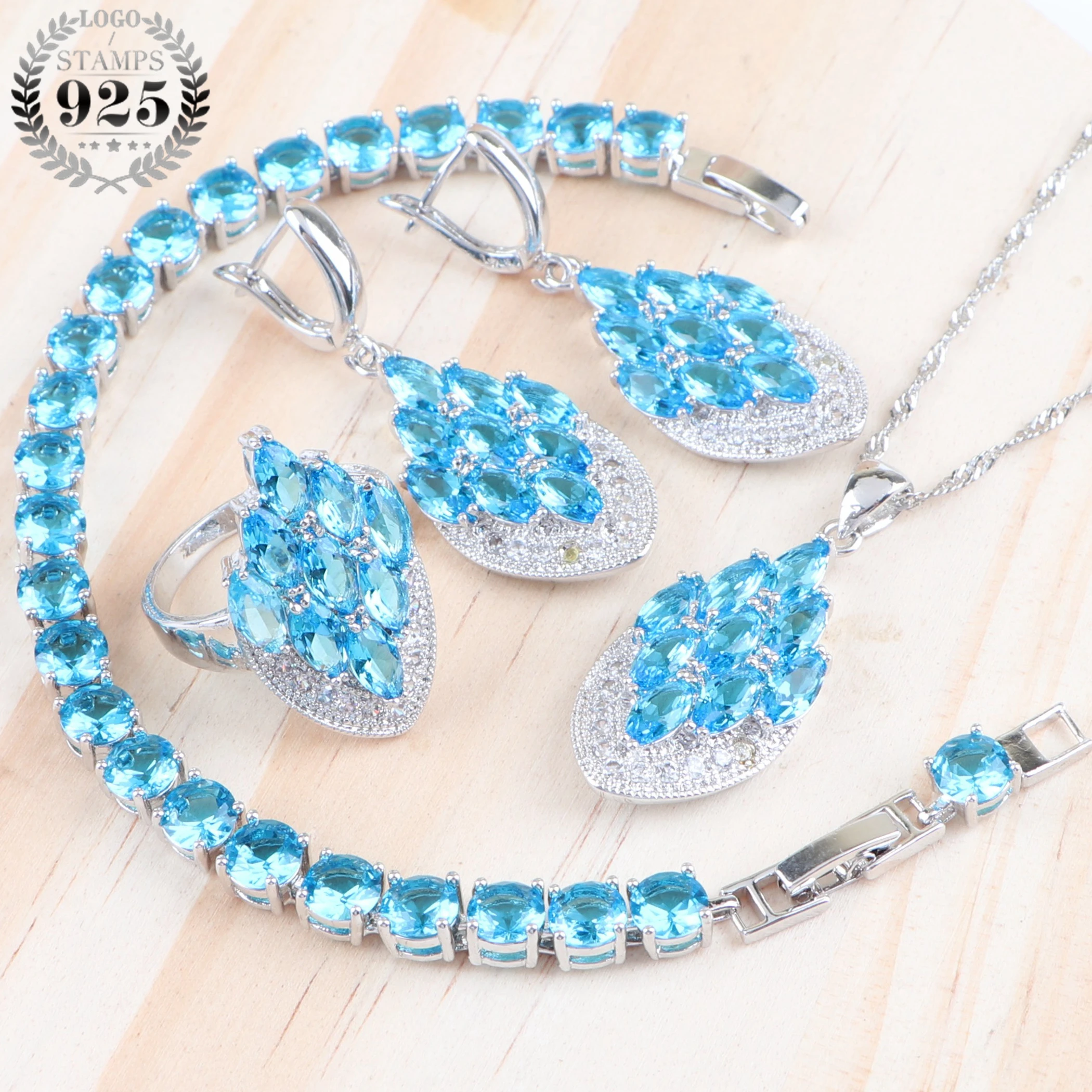 Женские аксессуары ювелирные наборы для костюма из циркония серебра 925 пробы