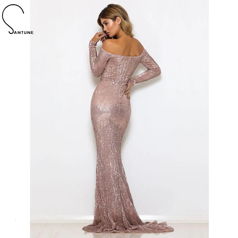 Женское вечернее платье с длинным рукавом Элегантное Длинное облегающее Платье