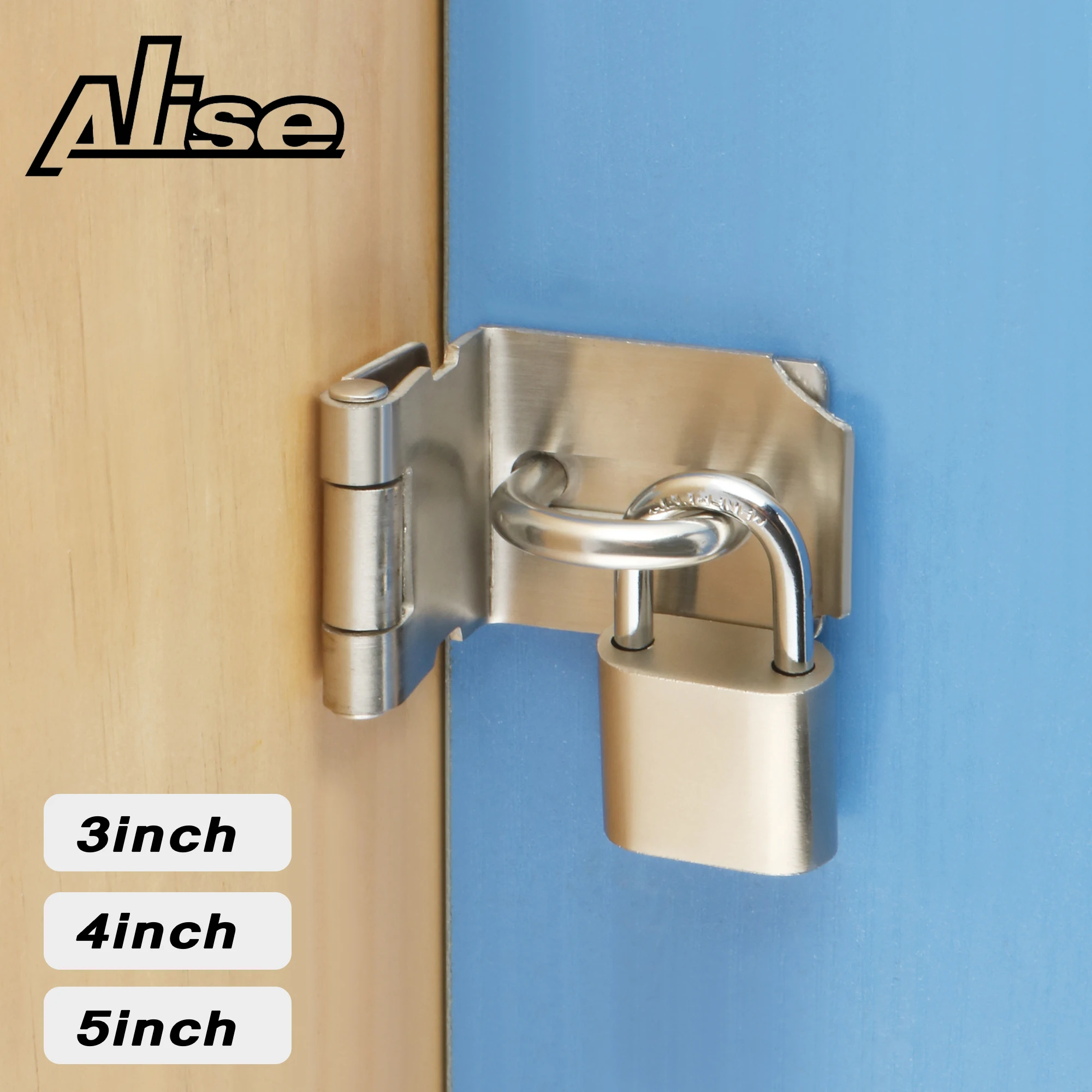 

90 Degree Padlock Hasp Door Clasp Door Lock Gate Latch 3/4/5 Inches 304 Stainless Steel Finished Anti-theft Lock Card Hasp