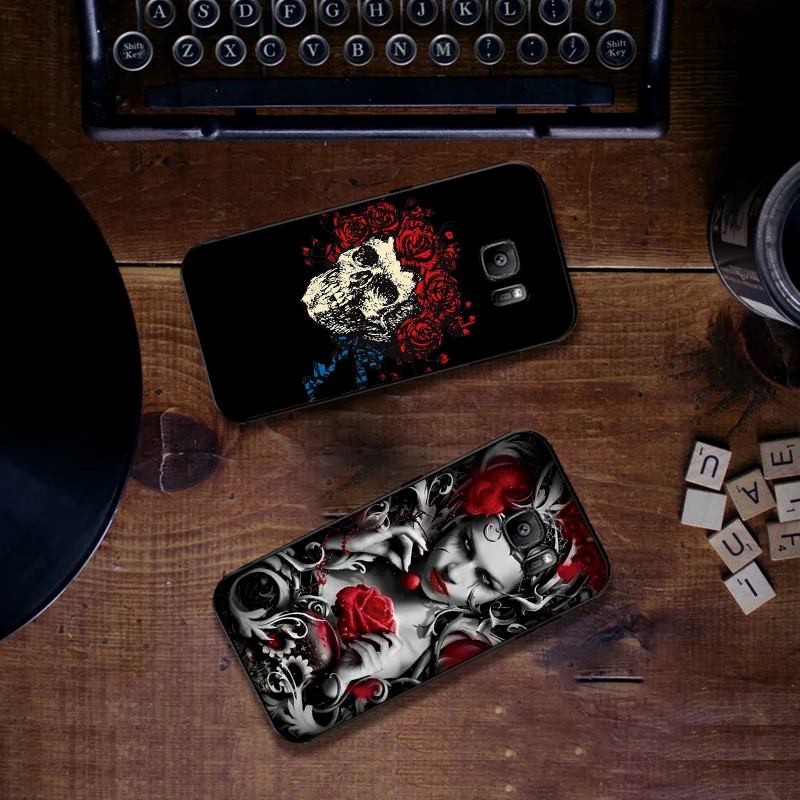 Розовых роз черепа для samsung A3 A4 A5 A6 M40 A10 A20 A30 A40 A50 A60 A70 A7 8 9 6Plus чехол телефона |