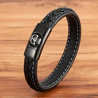 xqni simple style skull pattern design stainless steel mens leather bracelet 3 colors choose diy size birthday gift