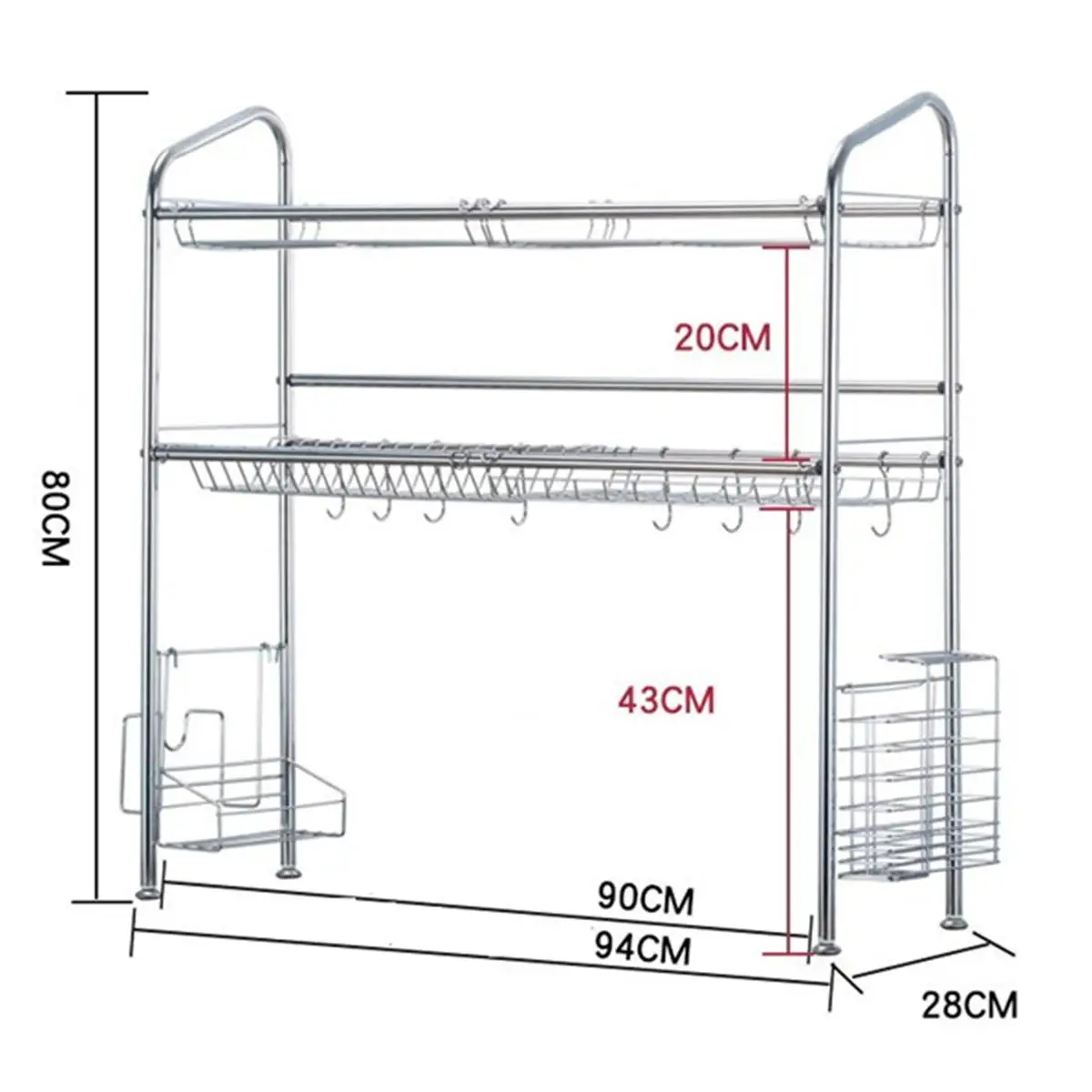 

2Tier Stainless Steel Kitchen Shelf Organizer Dishes Drying Rack Over Sink Drain Rack Kitchen Storage Countertop Utensils Holder