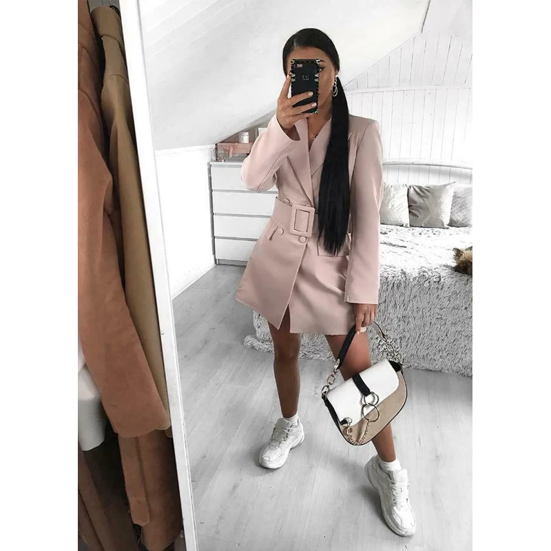 1 шт. пальто для женщин двубортное приталенное длинное осеннее пальто Casaco Feminino Abrigos Mujer Осенняя верхняя одежда