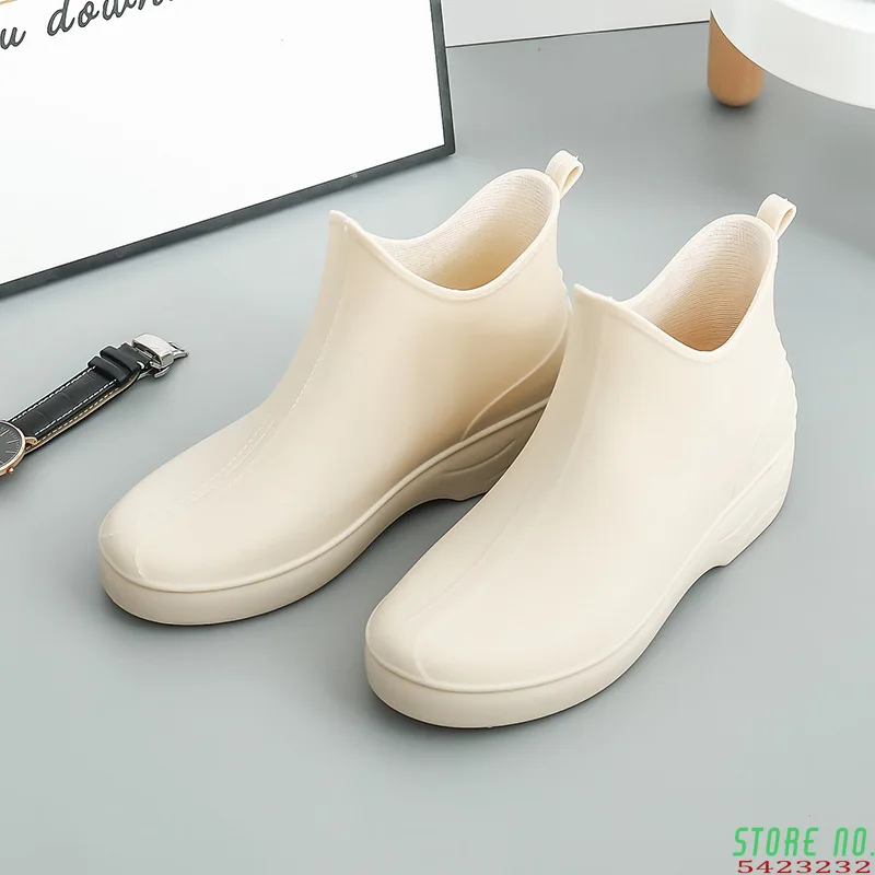 Брендовые однотонные сапоги для дождя женская обувь воды женские утепленные