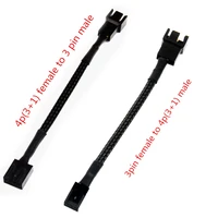 angitu 5pcslot 10cm motherboard 4pin to 3pin fan cooling cable 3pin to 4pin cpu fan adapter cable black sleeved