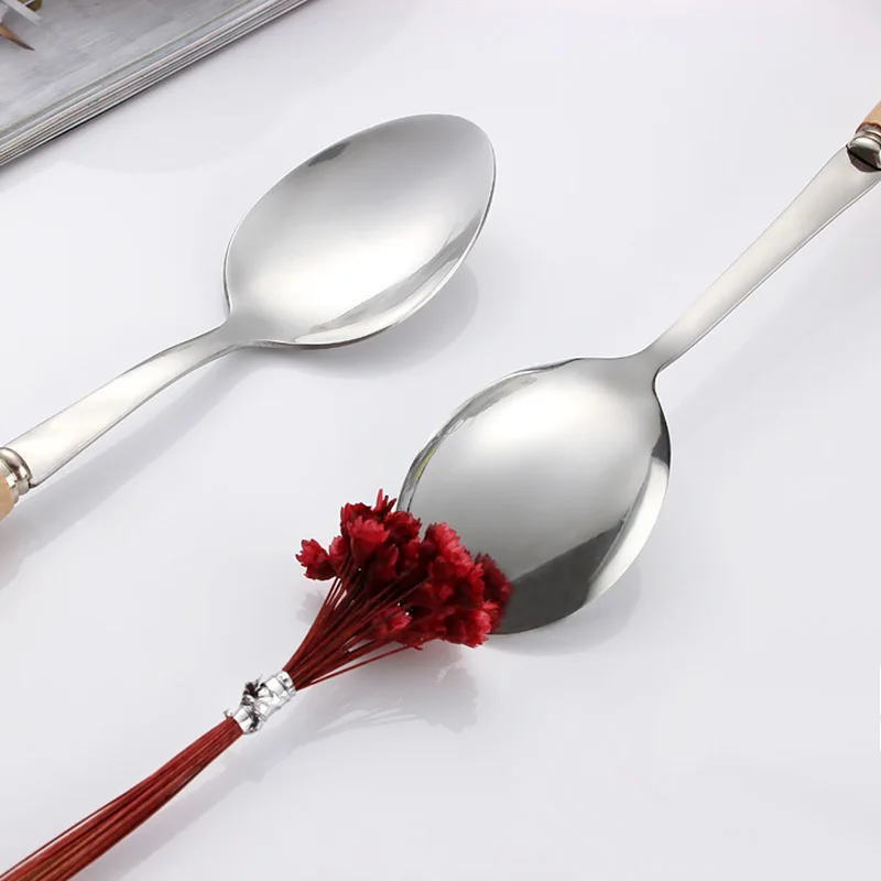 Столовые приборы из нержавеющей стали столовая вилка с деревянной ручкой