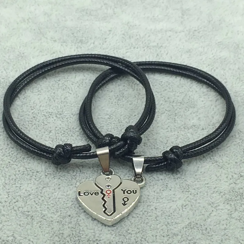 Браслеты для пар 2 шт. брелок влюбленных аксессуары винтажная веревочная цепочка