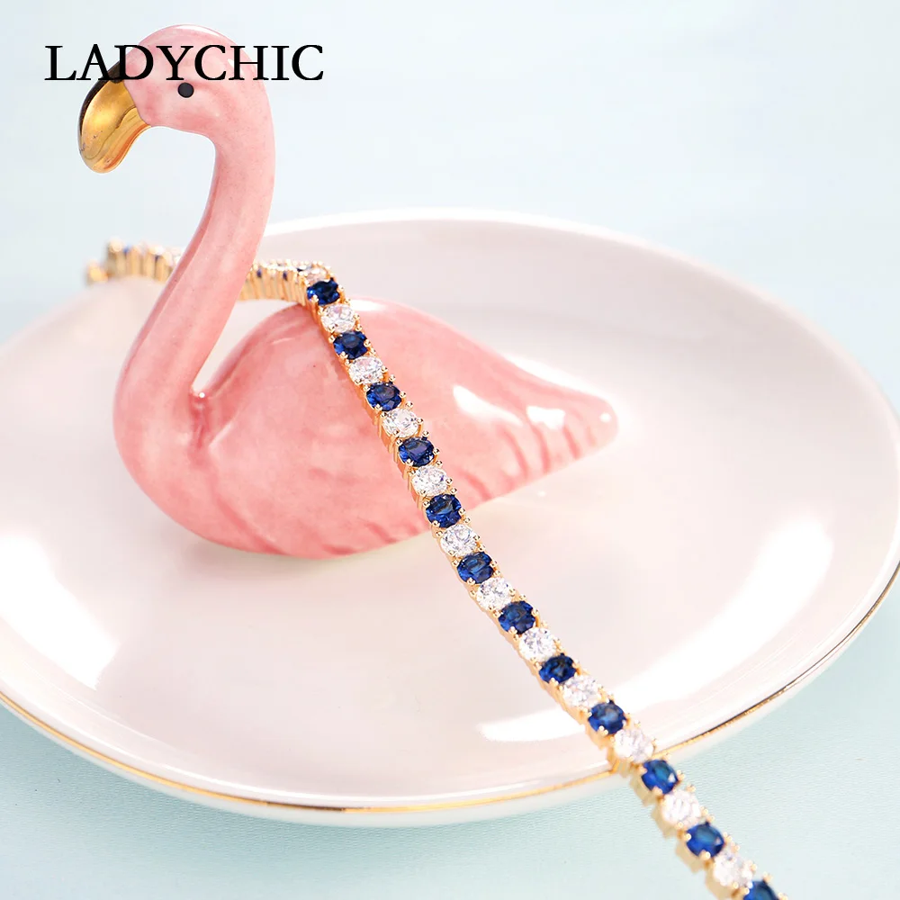 Женский и мужской браслет LADYCHIC из натурального циркона с голубыми прозрачными