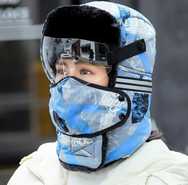 2020 уникальный дизайн ветрозащитные теплые уличные шапки с маской для лица очки