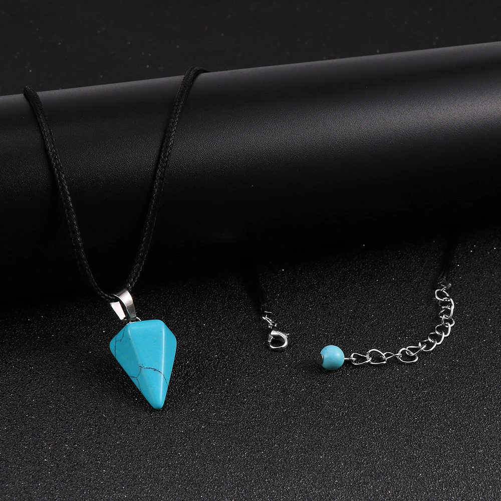 Женское Ожерелье из натурального камня с кристаллами коническая подвеска опал