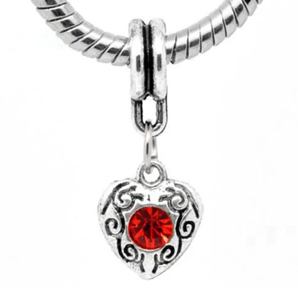 100 шт. цинковый сплав розовый октября камень сердце кулон из бисера для